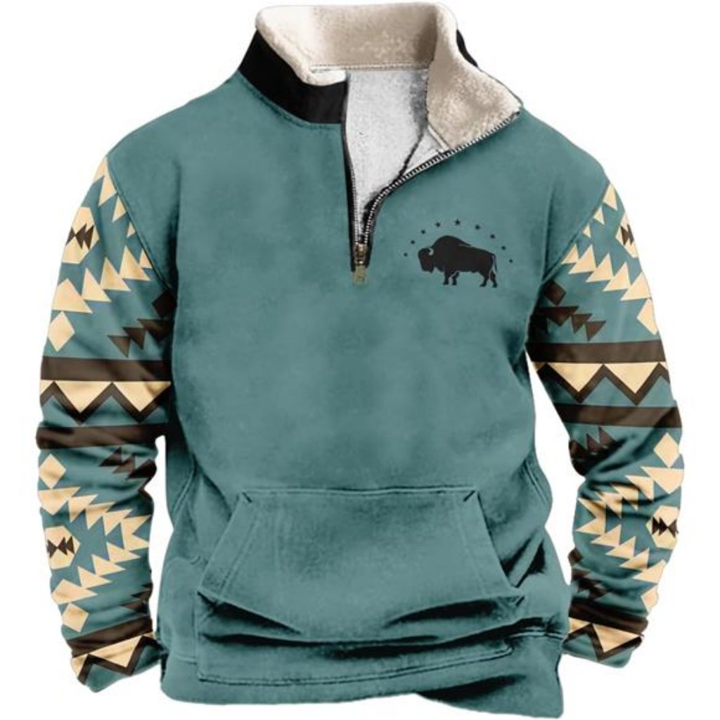 Men's Western Sweatshirts Vintage Aztec Cowboy Graphic Sweatshirts American